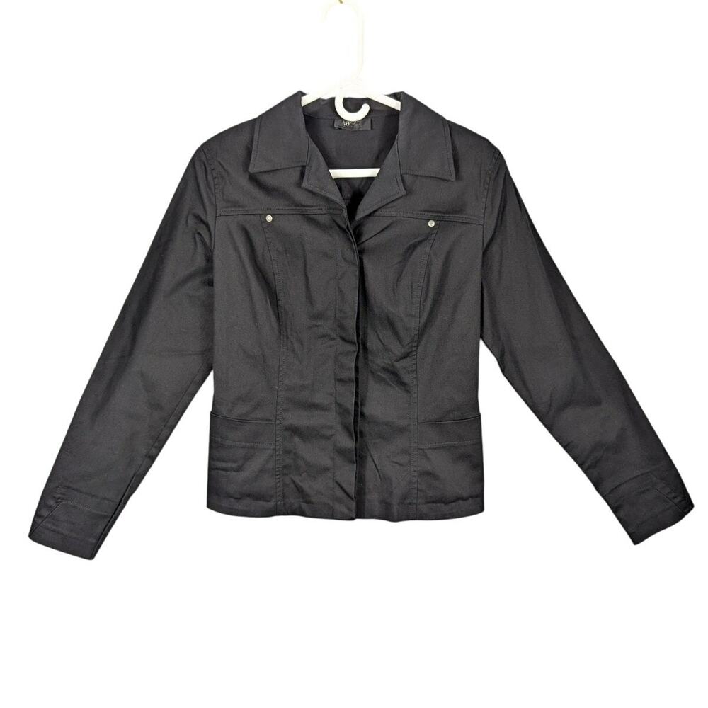 Versace Classic V2 Jacket Womens 44 Black Fitted Stretch Button Italian Designer